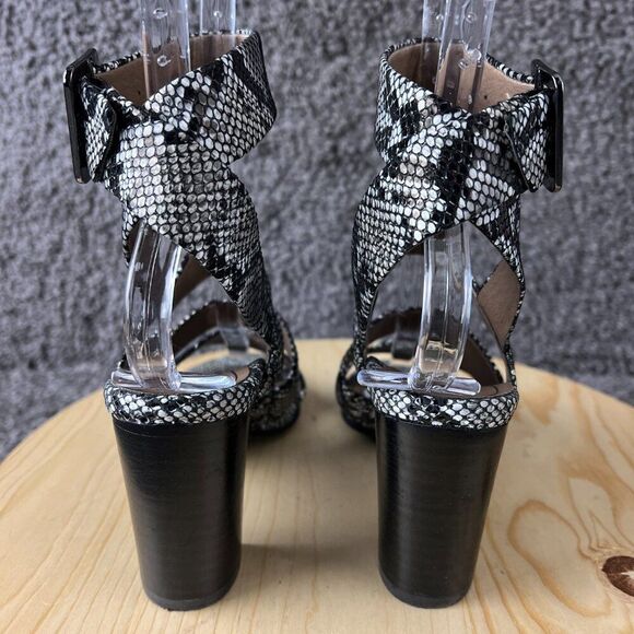 Vionic Blaire Snake Sandals Womens 6.5 Leather Block Heels Silver Black Shoes - Picture 5 of 10